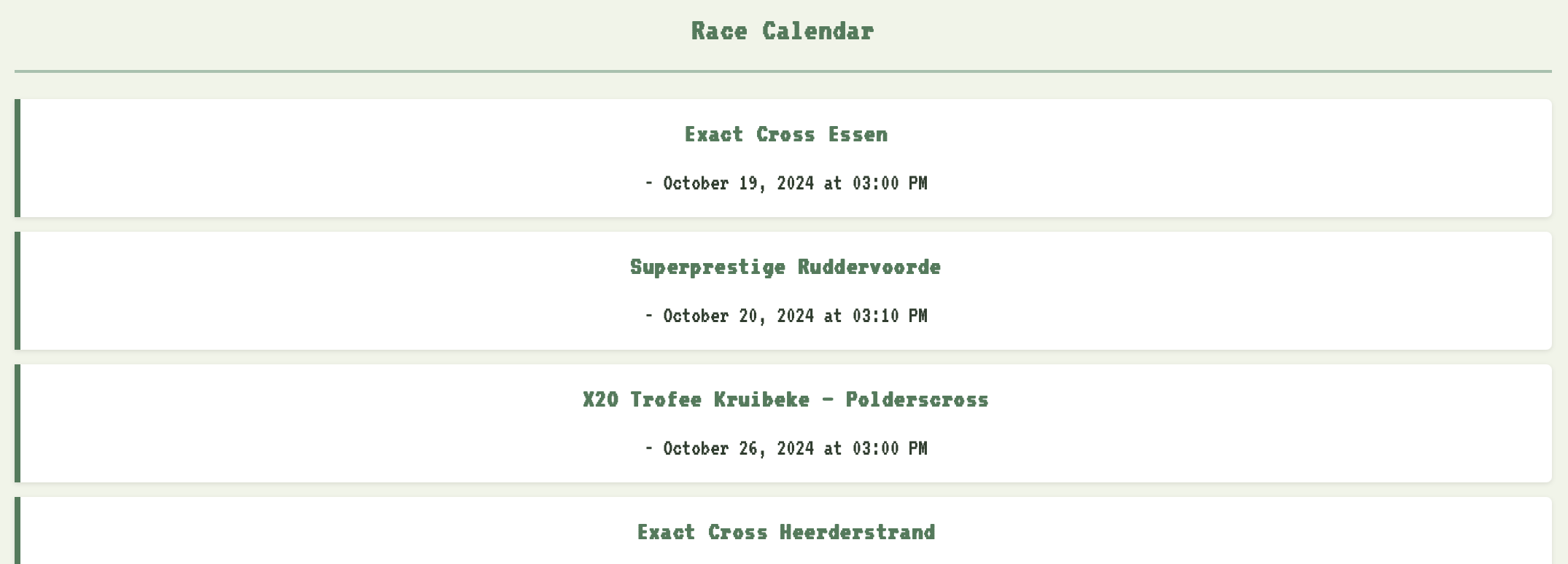 Race Calendar